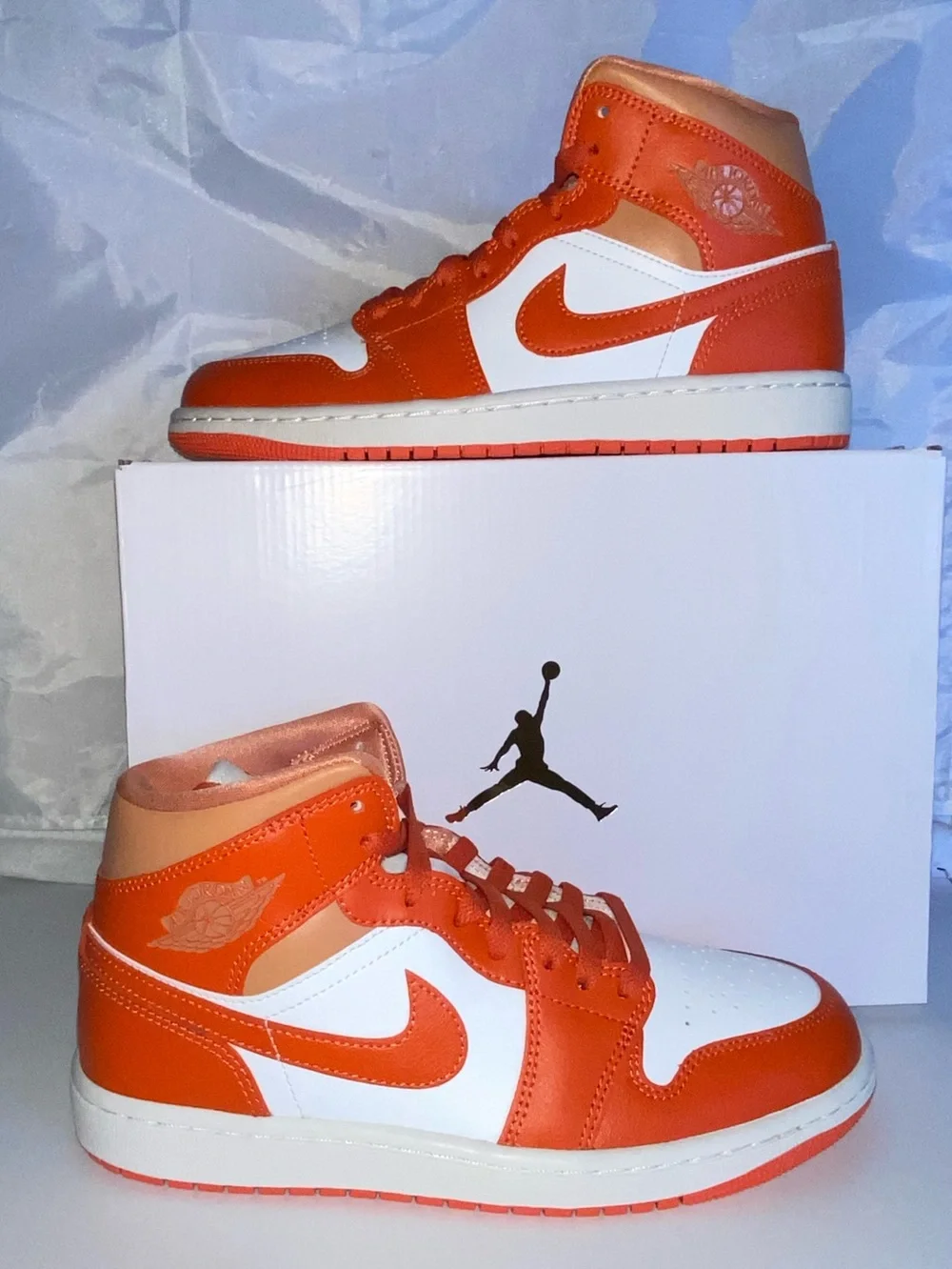 Nike  Women’s Orange and White Mid-Top Sneakers -